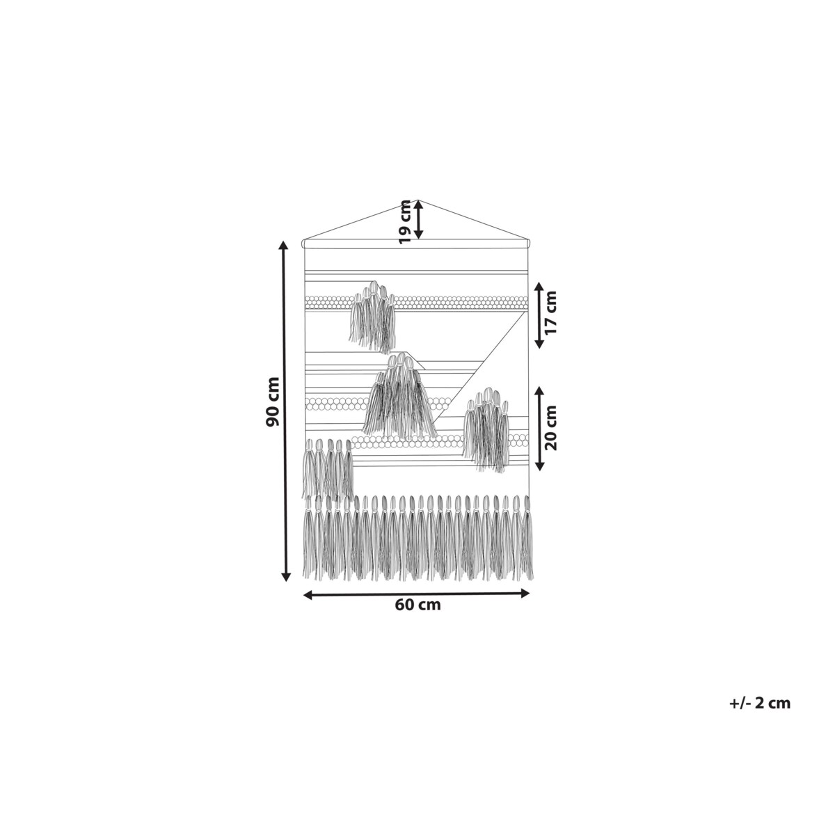 Dekoracja ścienna z frędzlami wielokolorowa MOOLA