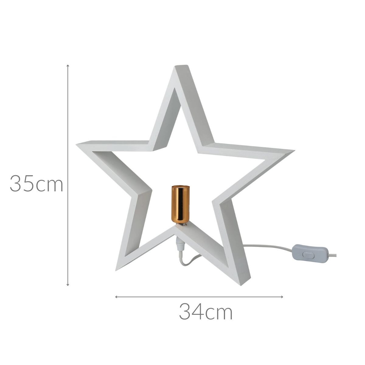 Lampka bożonarodzeniowa STAR, 35 cm, kolor biały, drewno