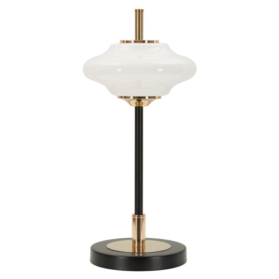 Lampa stołowa Vintage, kolor złoty, czarny i biały, żelazo i szkło, 22 x 22 x 46 cm, 1 x E14, do salonu i sypialni, Mauro Ferretti