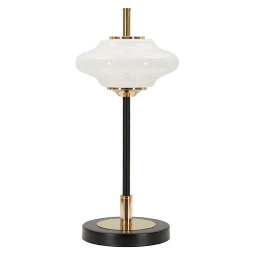 Lampa stołowa Vintage, kolor złoty, czarny i biały, żelazo i szkło, 22 x 22 x 46 cm, 1 x E14, do salonu i sypialni, Mauro Ferretti