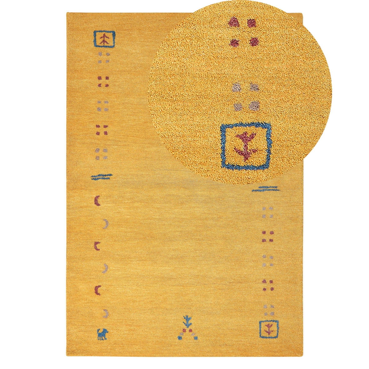 Dywan wełniany gabbeh 140 x 200 cm żółty AKALAN