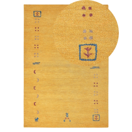 Dywan wełniany gabbeh 140 x 200 cm żółty AKALAN