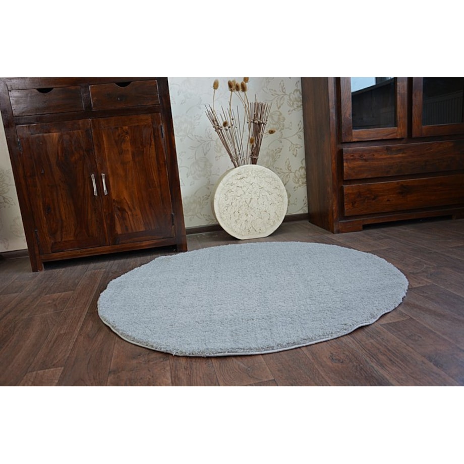 Dywan koło SHAGGY MICRO srebrny koło 120 cm