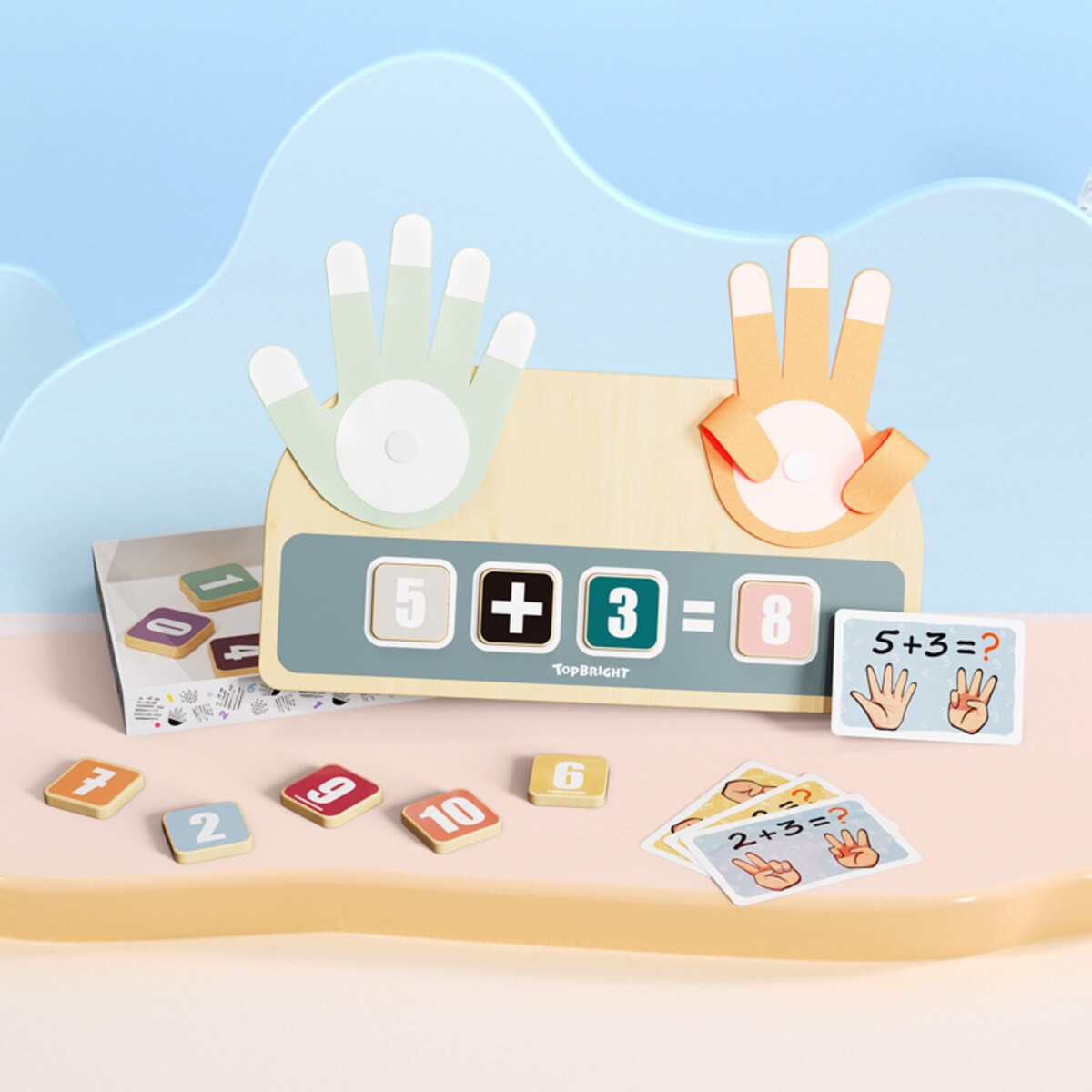 Drewniana zabawka edukacyjna dla dzieci - Nauka liczenia na palcach z zadaniami 36 mies.+ Top Bright