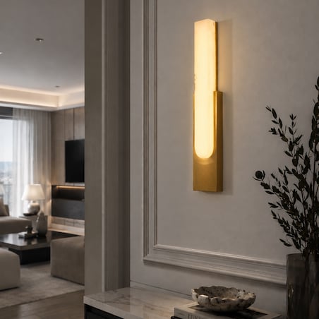 Kinkiet led złoty do salonu – eleganckie oświetlenie w stylu glamour LIORA