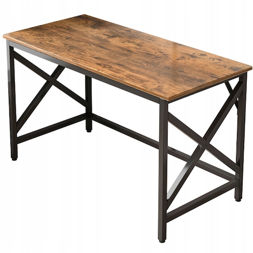 Biurko Komputerowe Industrialne Stolik Rustykalny Brąz Loft Metalowe Retro