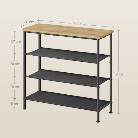 Szafka Na Buty w stylu loftowym dąb Artisan, czarny