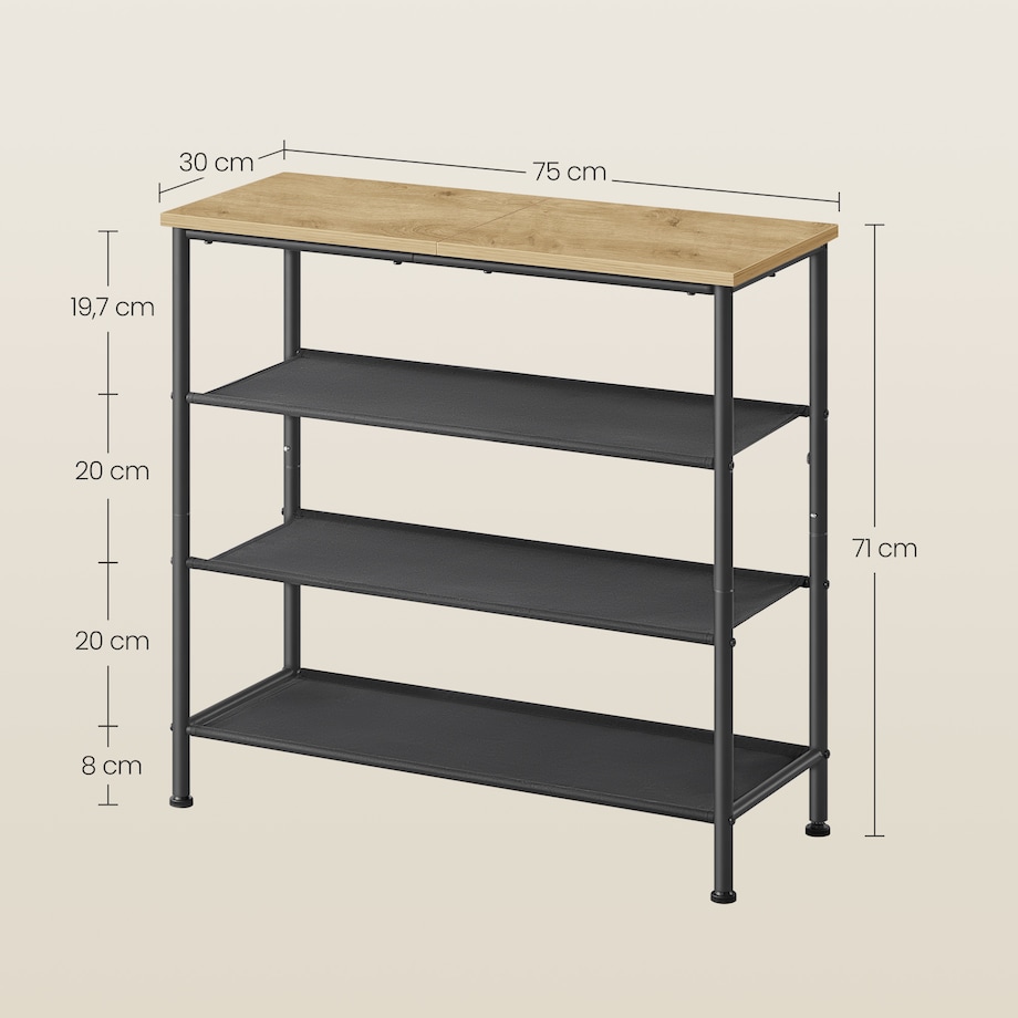 Szafka Na Buty w stylu loftowym dąb Artisan, czarny
