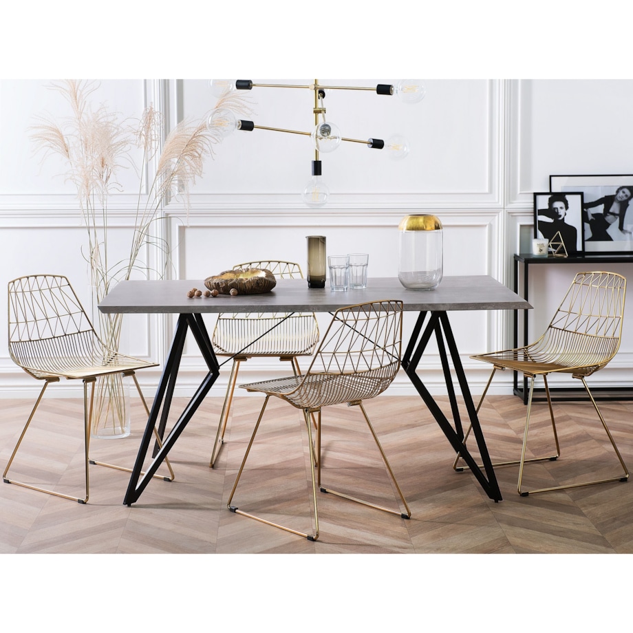 Stół do jadalni BUSCOT Szary efekt betonu 160 cm 90 cm