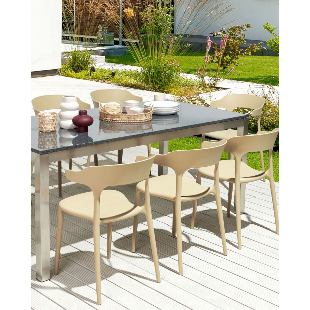 Zestaw 8 krzeseł do jadalni beżowe GUBBIO
