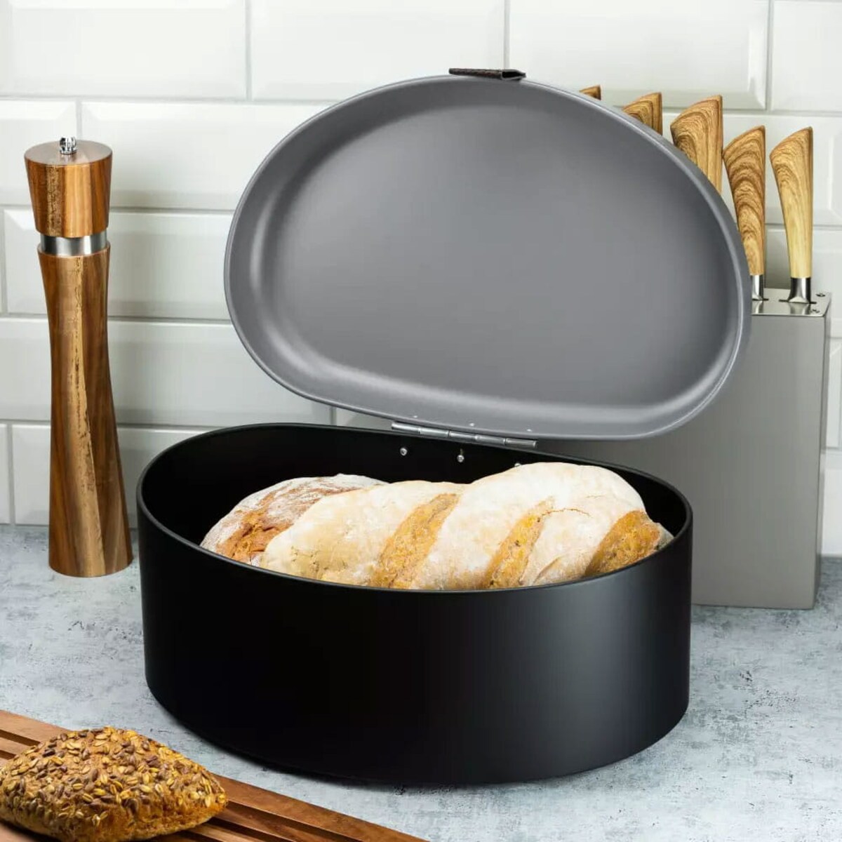 Chlebak stalowy Pojemnik na chleb pieczywo bułki KLAUSBERG