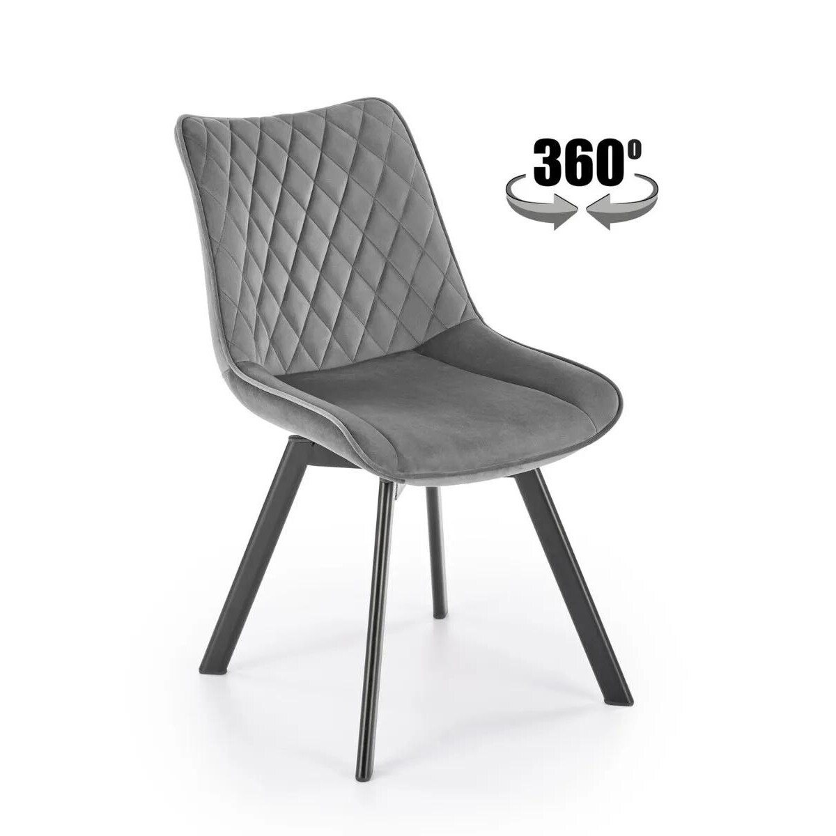 Krzesło tapicerowane K520 VELVET szare obracane