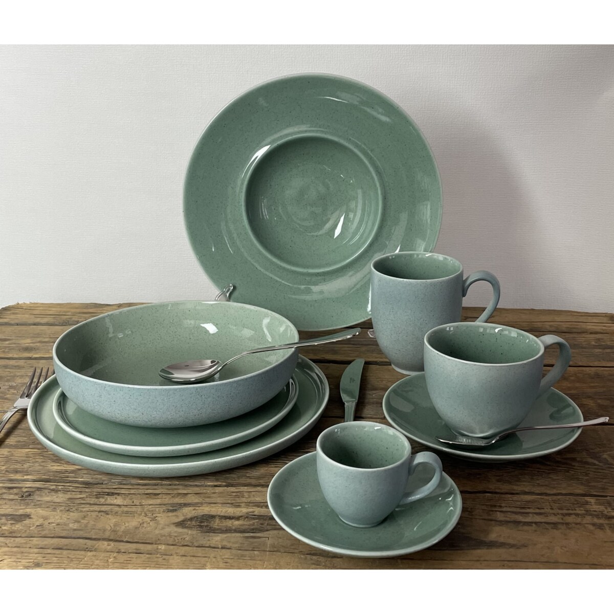 Alumina Bogucice Filiżanka ze Spodkiem 300 ml Granite mint Blue Porcelana