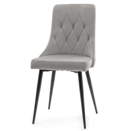 Krzesło tapicerowane welurowe do salonu jadalni CAREN jasnoszare