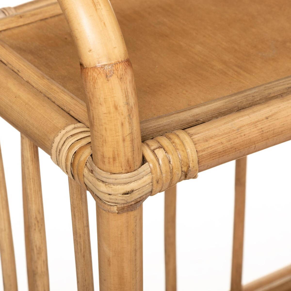 Regał na książki z rattanu, 2 poziomy, 60 x 20 x 50 cm