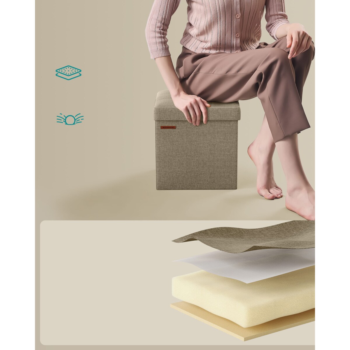 Pufa Siedzisko do sypialni pokoju przedpokoju Brązowa