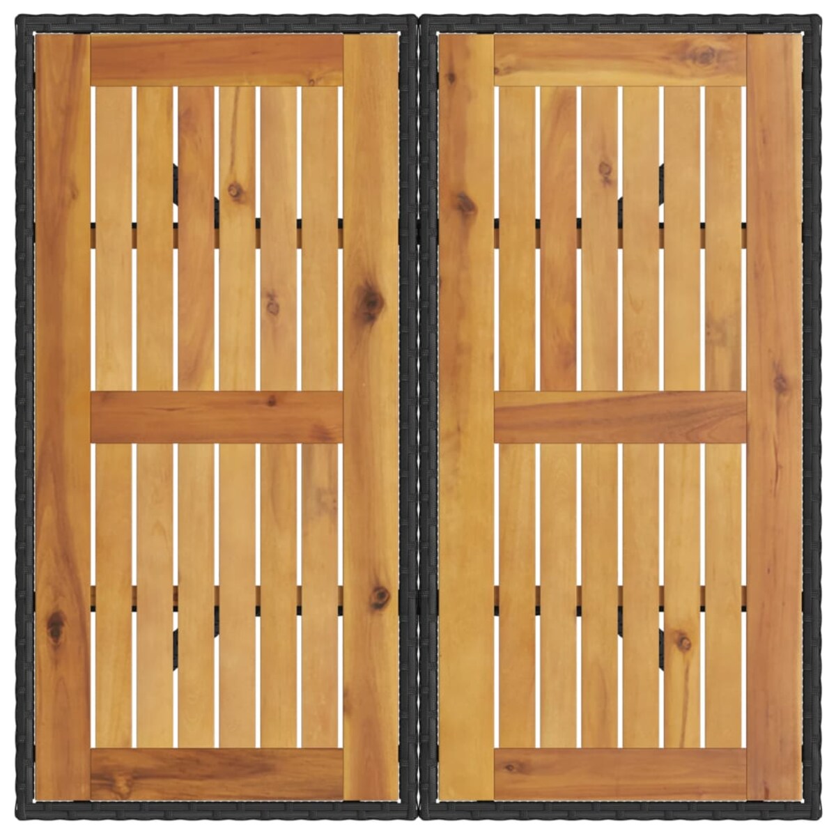 vidaXL Stół ogrodowy z akacjowym blatem, czarny, 80x80x75cm, rattan PE