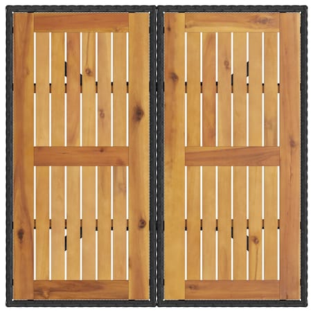 vidaXL Stół ogrodowy z akacjowym blatem, czarny, 80x80x75cm, rattan PE