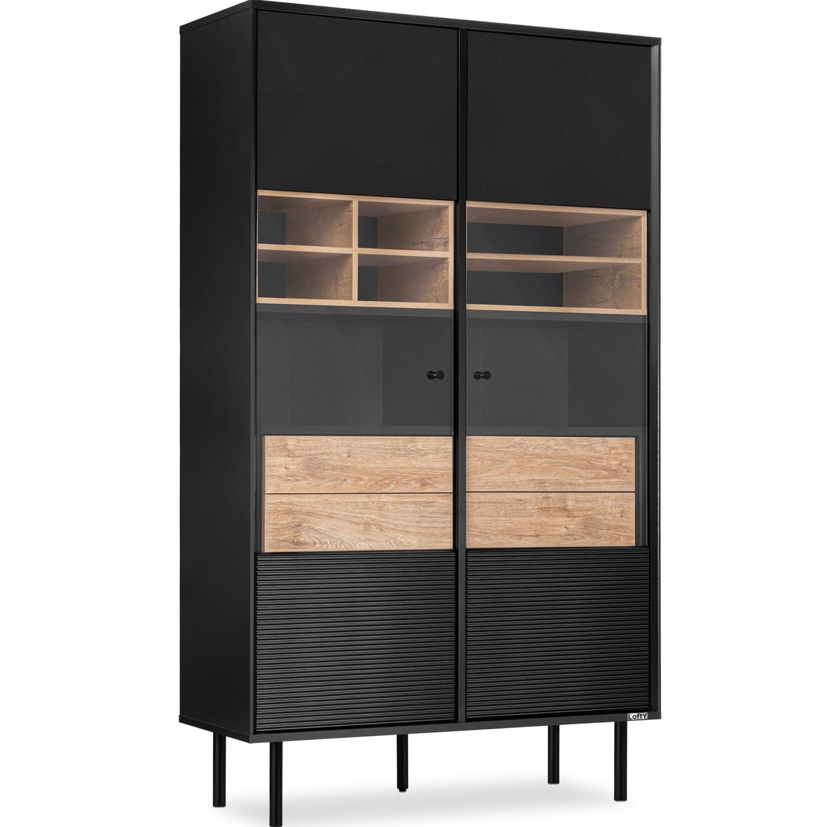 KONSIMO LOFTY Loftowa witryna na wysokich nóżkach