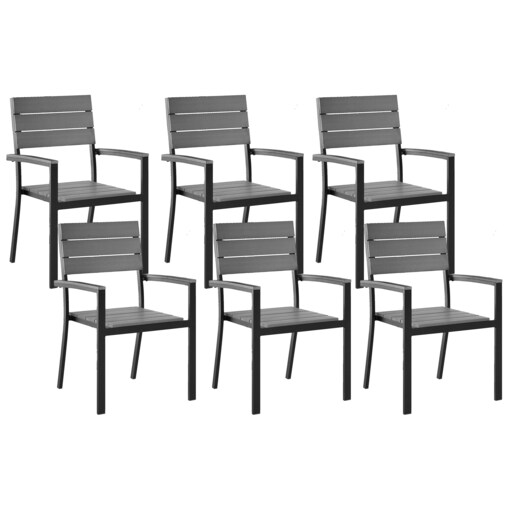 Zestaw 6 krzeseł ogrodowych szary COMO