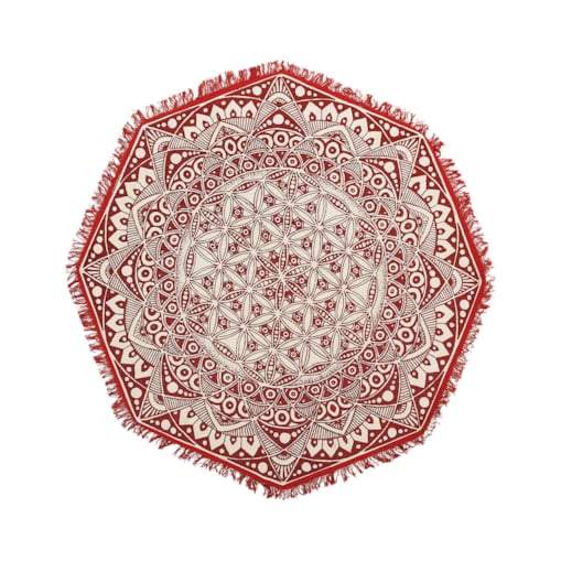 Dywan okrągły bawełniany orientalny nadruk ø 120 cm czerwono-kremowy MEZITILI