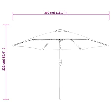 vidaXL Parasol ogrodowy, biały, 3 m