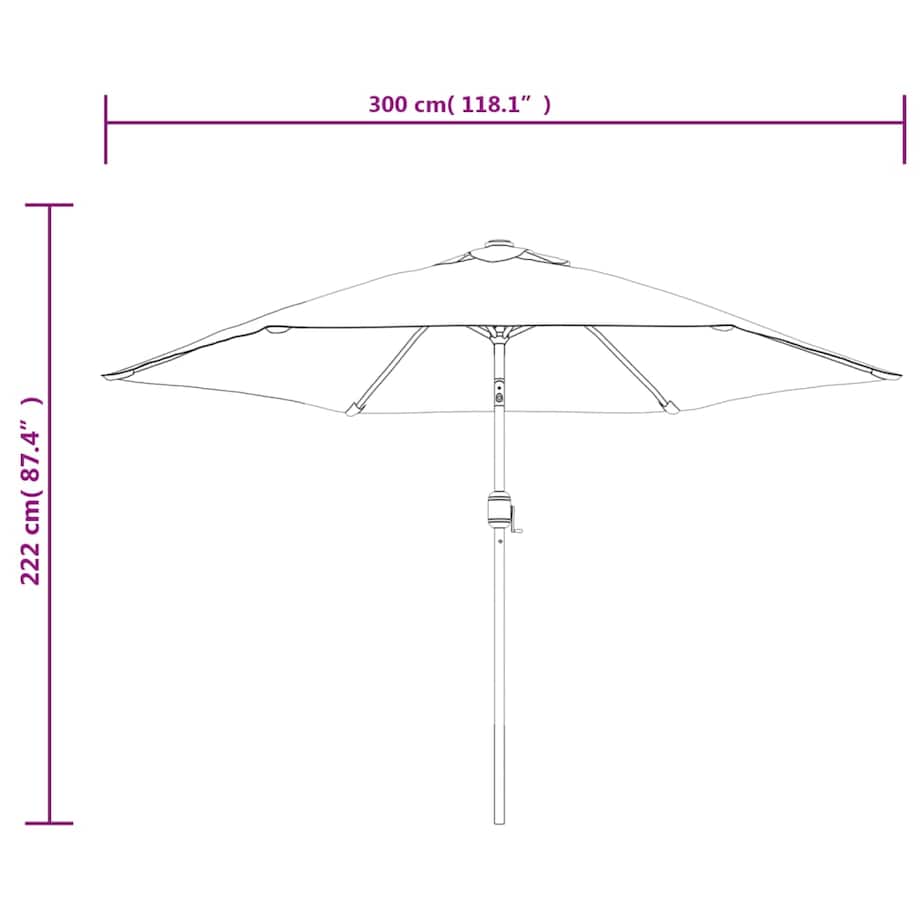 vidaXL Parasol ogrodowy, biały, 3 m