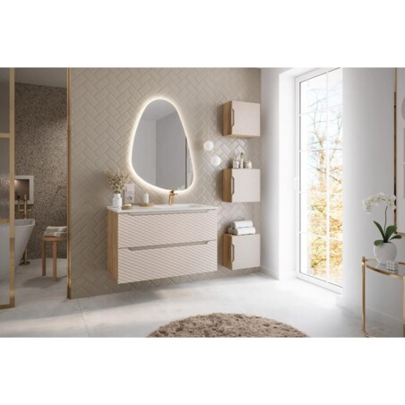 Szafka pod umywalkę OCEAN BEIGE 82-90-2S 90cm dąb olejowany/beżowa