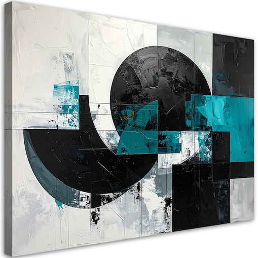Obraz do salonu biura kuchni, Abstrakcyjne koła kształty turkusowy czarny