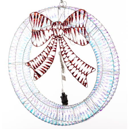 Wieniec ozdobny LED 72x70x13 cm LIKLI-2 biały z czerwoną kokardą