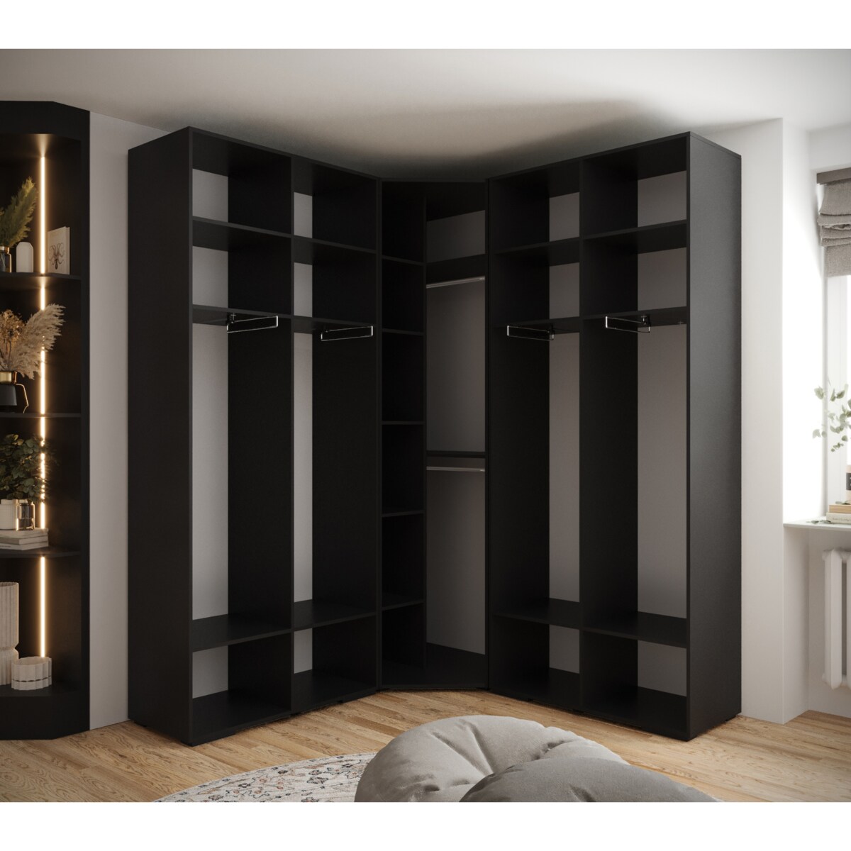 Garderoba wysoka do przedpokoju INOVA 1 Z5 czarny+czarny