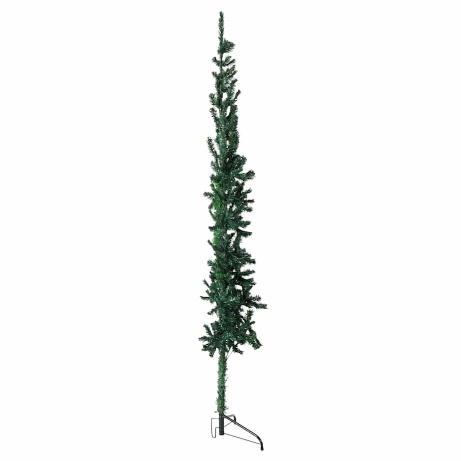 vidaXL Smukła choinka połówka ze stojakiem, sztuczna, zielona, 240 cm
