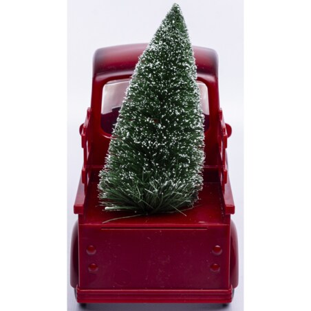 Dekoracja - ciężarówka z choinką LED 18x24x10 cm