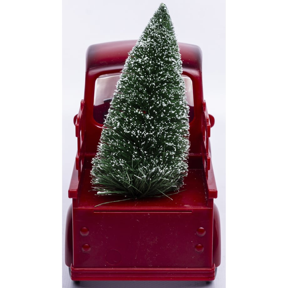 Dekoracja - ciężarówka z choinką LED 18x24x10 cm