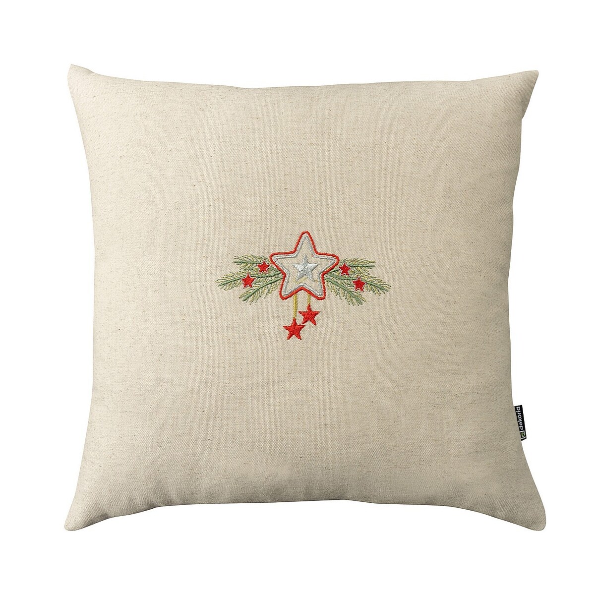 Poszewka na poduszkę Star & Holly 43x43 cm boże narodzenie, święta, świąteczne, zielony-kremowy-czerwony, 43 x 43cm