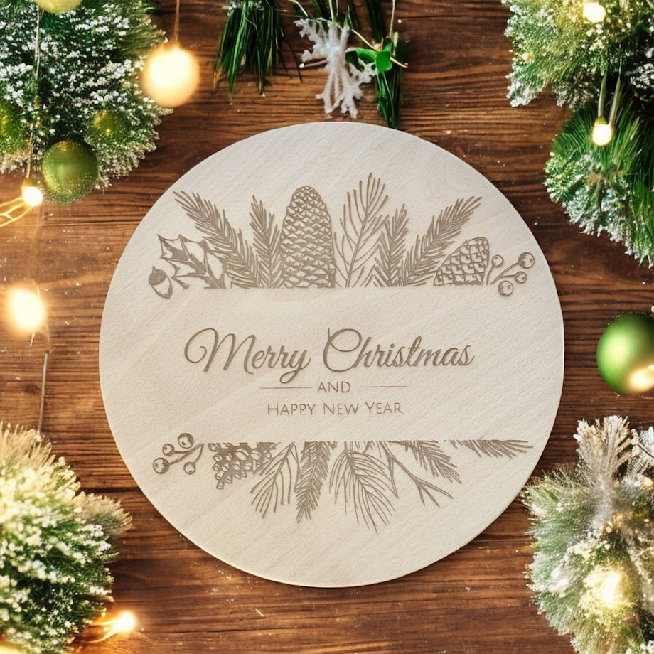 Drewniana podkładka deska świąteczna do serwowania ⌀ 25 cm