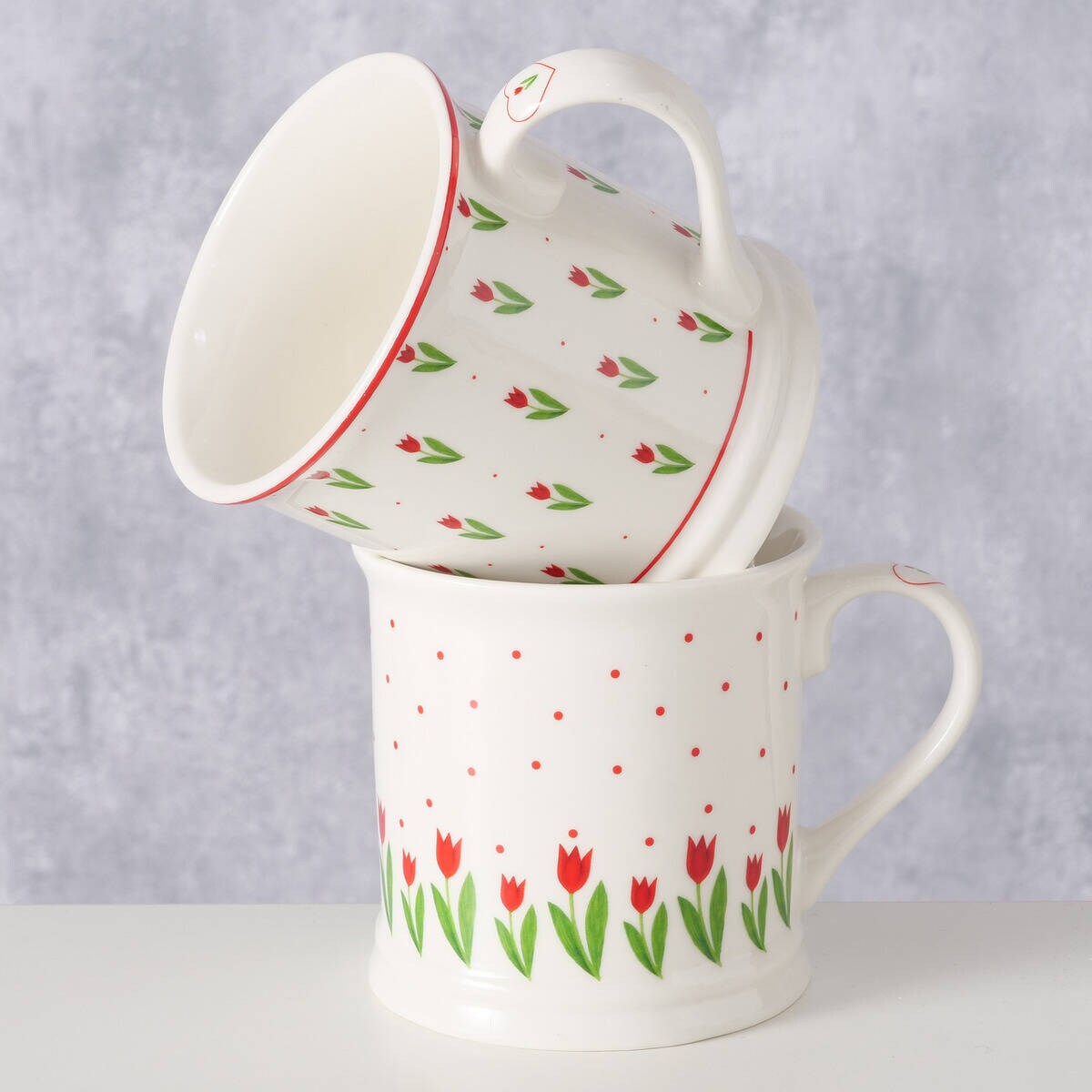 Kubek do kawy i herbaty DANIQUE, wzór w tulipany, 420 ml