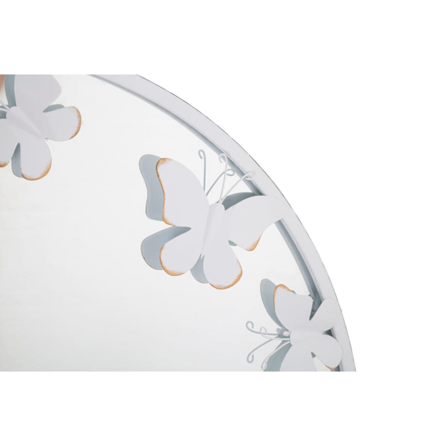 Lustro ścienne Butterfly, kolor biały i złoty, żelazo i płyta MDF, 62,5 x 2,3 x 62,5 cm, kształt okrągły, motyw: motyle, styl glamour, Mauro Ferretti