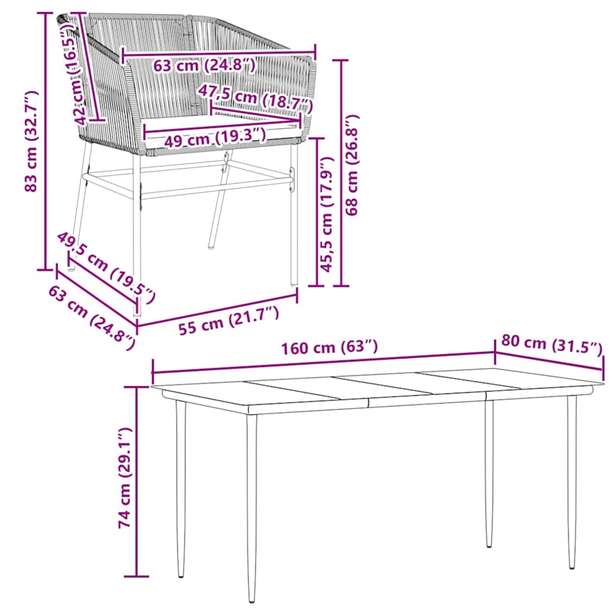 vidaXL 5-cz. zestaw mebli ogrodowych z poduszkami, czarny polirattan