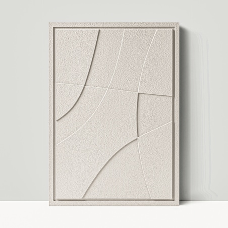 Obraz 3D 35x50cm Abstract II – Dekoracja Ścienna z Tynku Naturalnego, Natural Cream Minimalistyczny Relief