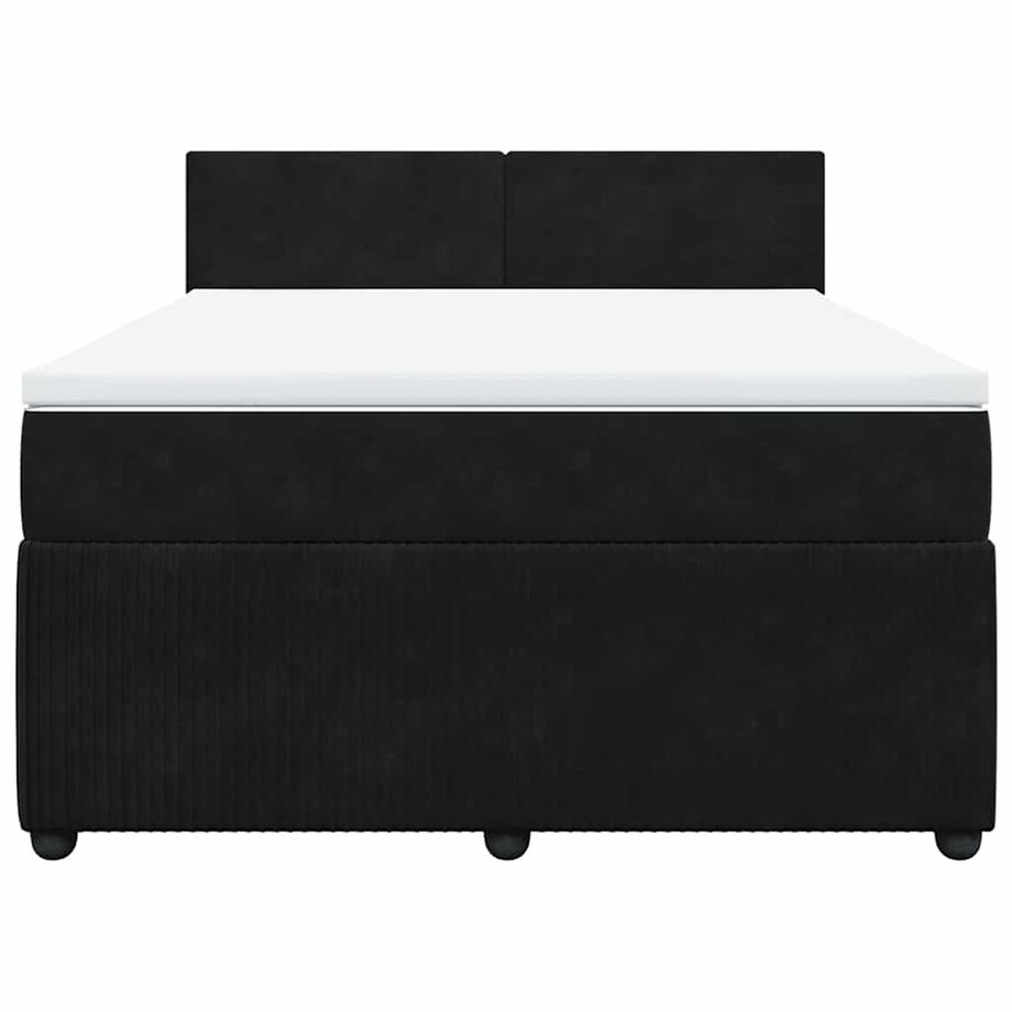 vidaXL Łóżko kontynentalne z materacem, czarne, aksamit, 140x190 cm