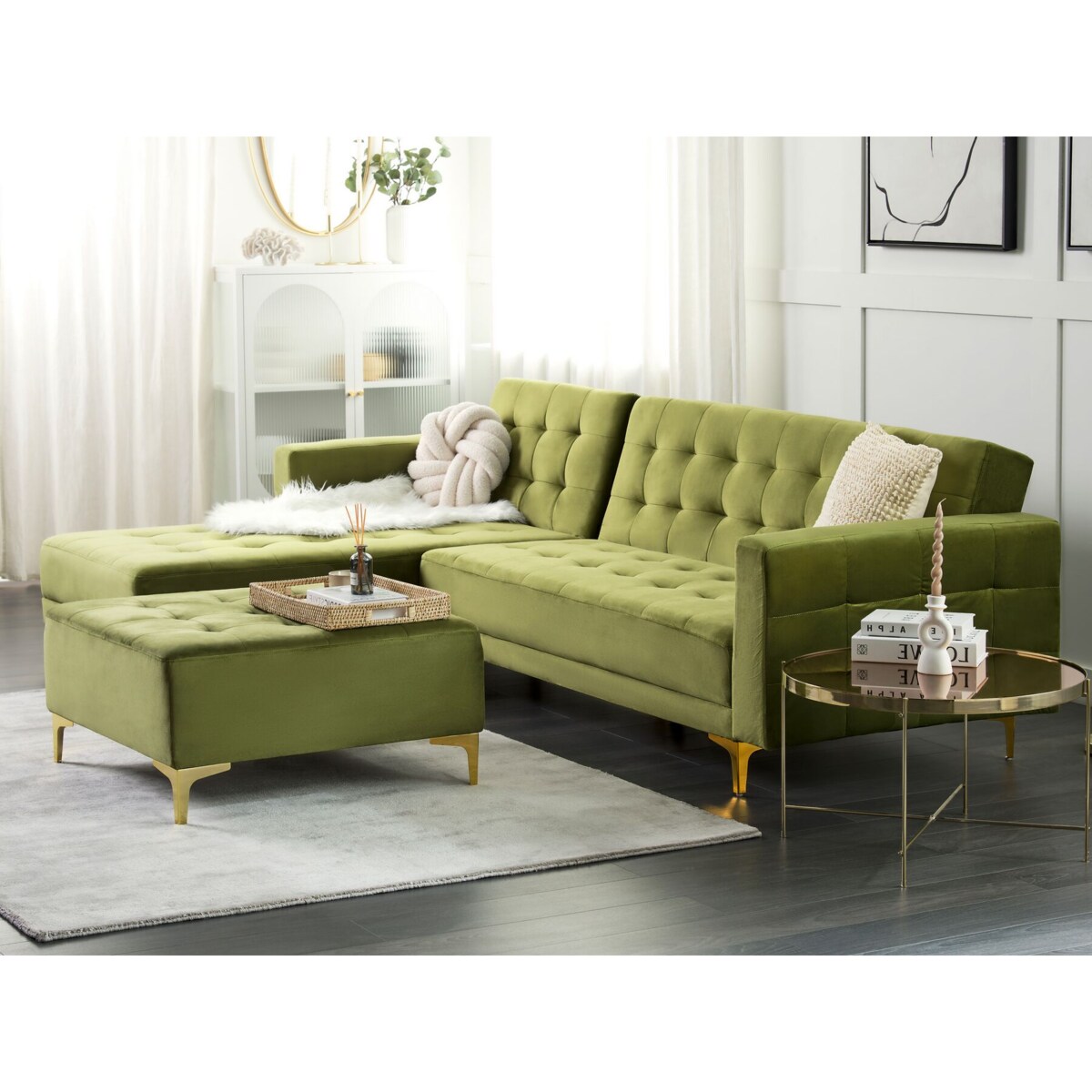 Otomana welurowa zielona ABERDEEN