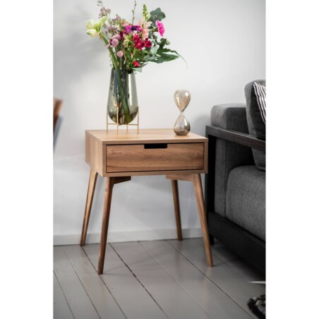 Mini komoda, stolik pomocniczy z szufladą, drewno olchowe, WENKO