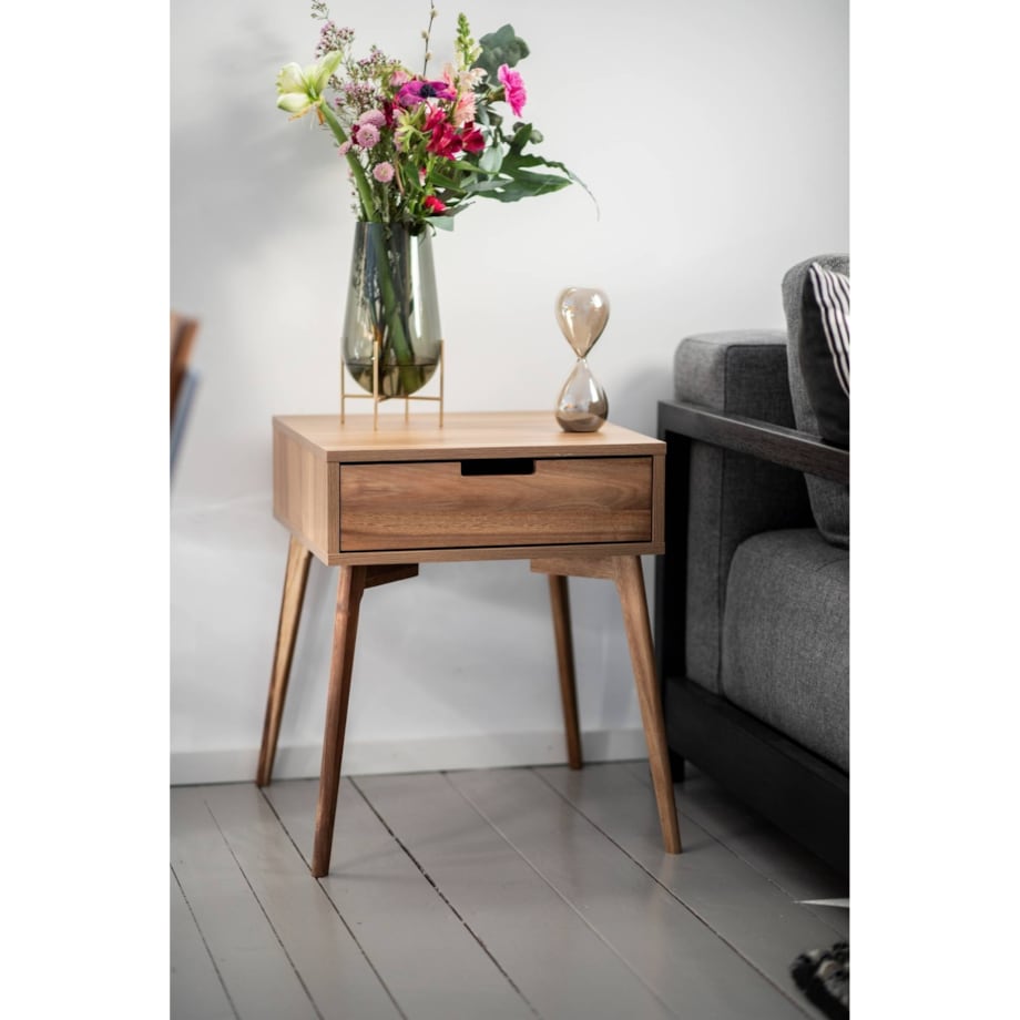 Mini komoda, stolik pomocniczy z szufladą, drewno olchowe, WENKO