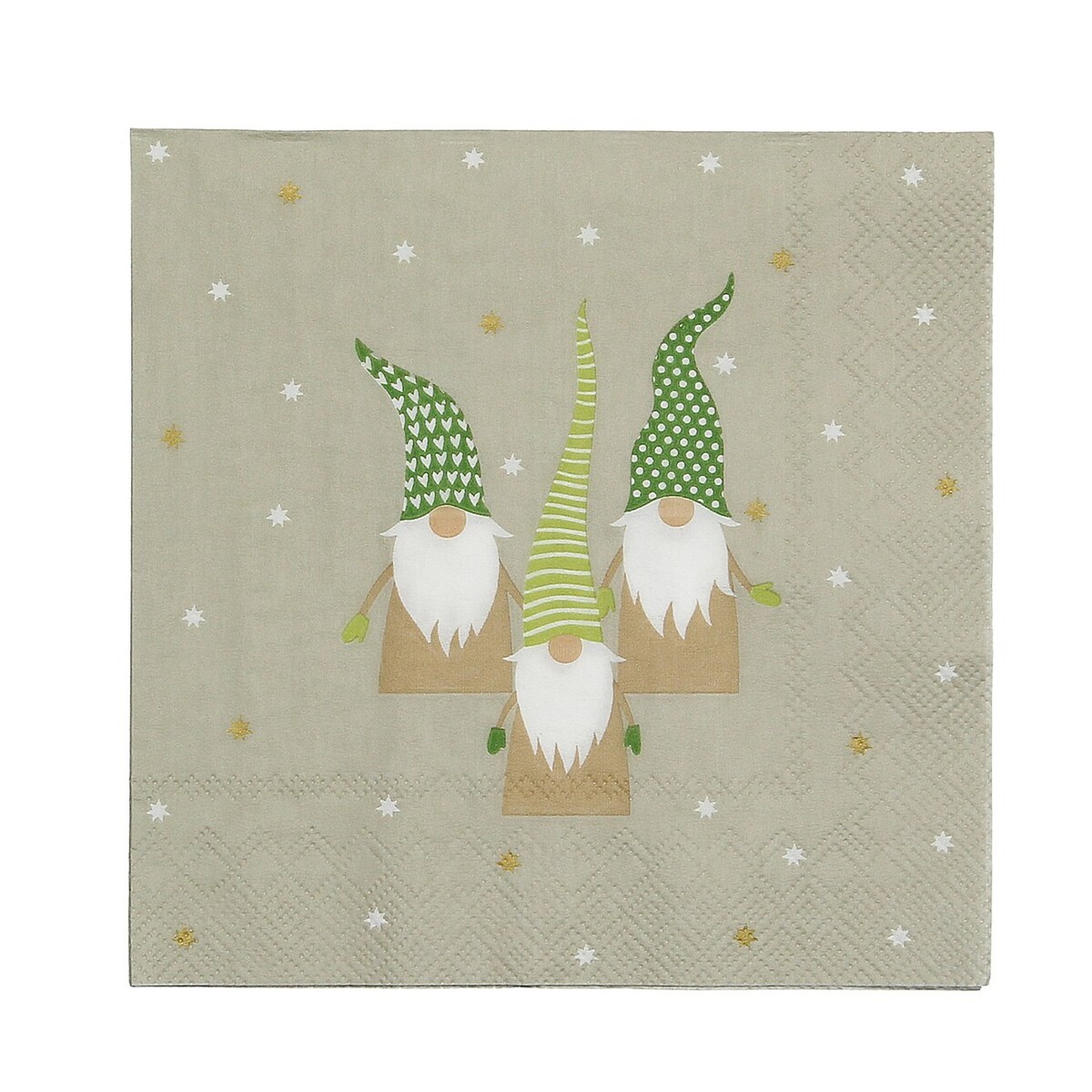 Serwetki świąteczne Gnomes 20 szt. boże narodzenie, święta, świąteczne, beżowy, 16x16x3 cm