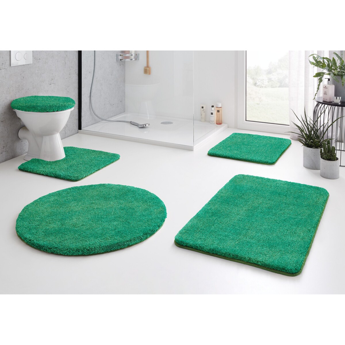 Kleine Wolke Relax Dywanik łazienkowy okrągły 80 cm zielony gęste runo 30 mm pistacio