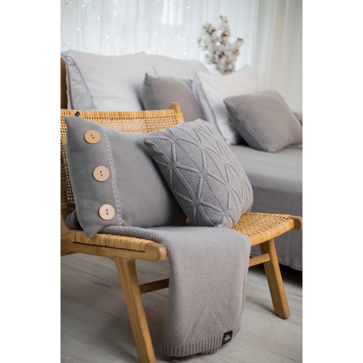 Poszewka brytyjska kwadratowa szara, 50 x 50 cm, La Manta