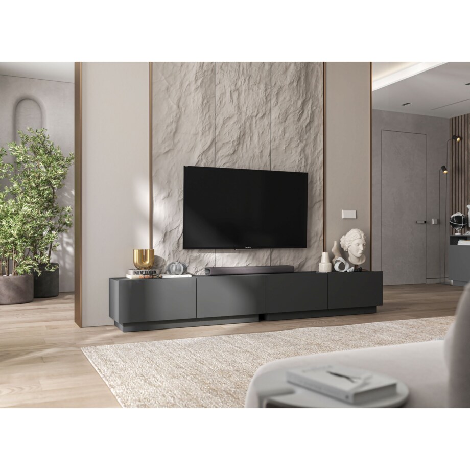 Szafka RTV Komoda Loft Industrialna stojąca / wisząca Grafit MAT 120 cm