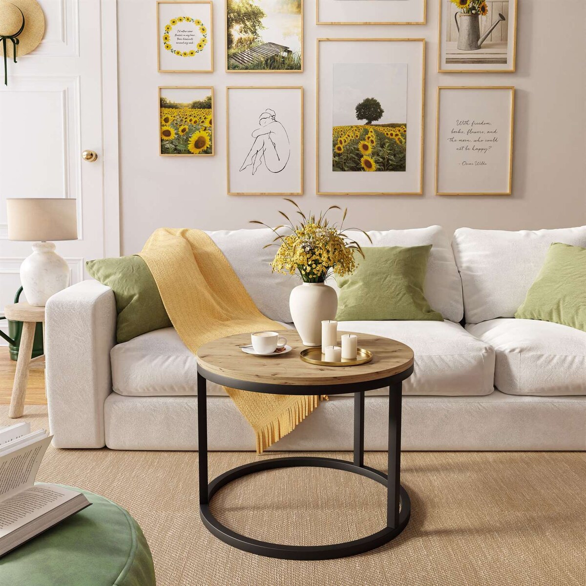 Okrągły stolik kawowy CIRI czarny dąb artisan