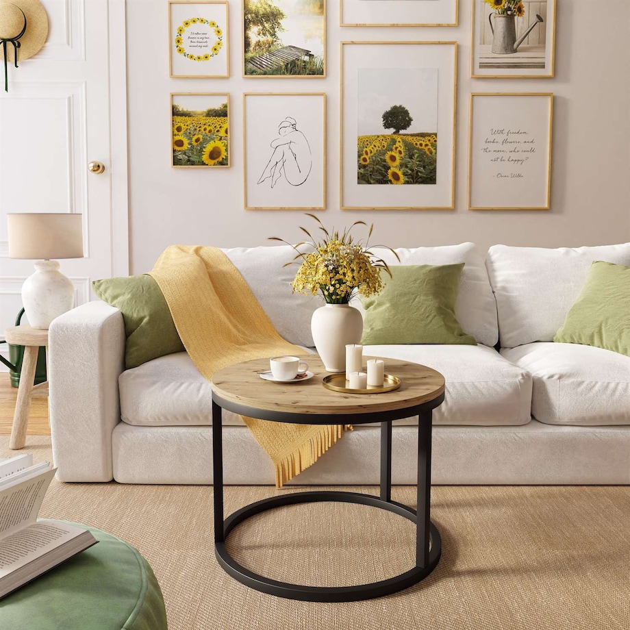 Okrągły stolik kawowy CIRI czarny dąb artisan